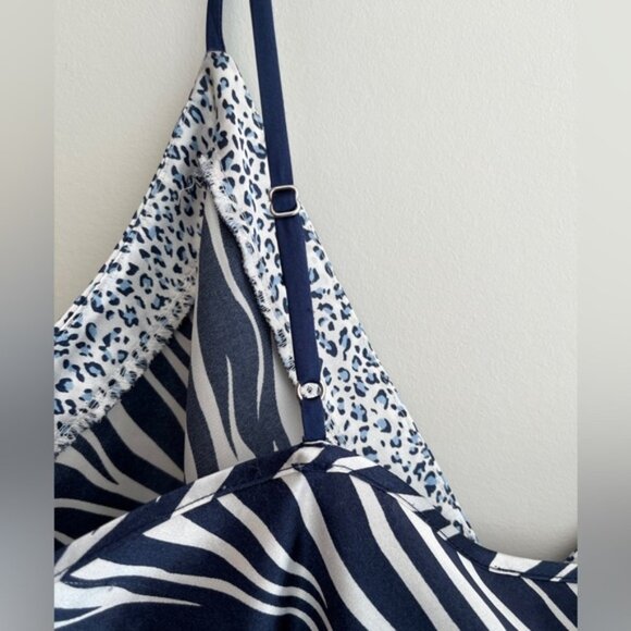 Jones New York Chemise Slip Zebra Cheetah Print Adjust Straps Bodycon Sleepwear - Picture 3 of 10